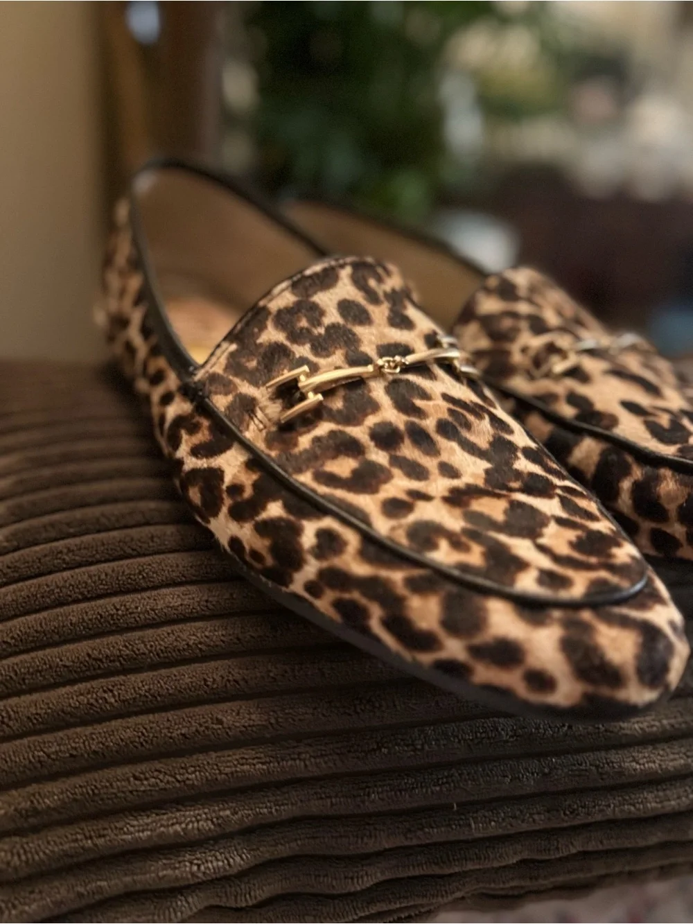 Sam Edelman Leopard Calf Hair Horsebit Loafers Flats Size 9